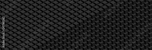 Trendy widescreen geometric background in isometric style. A wall of cubes.