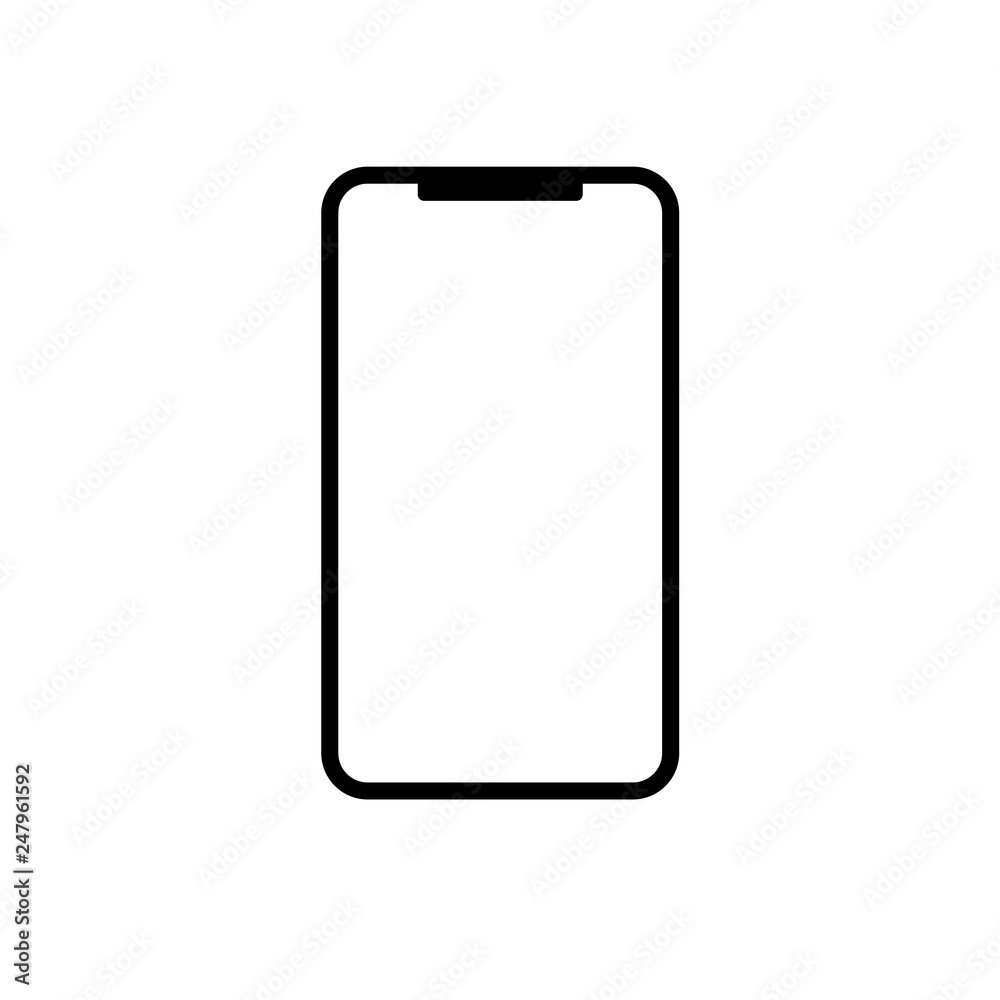 Simple icon of modern actual smartphone with blank mockup display. Vector illustration eps 10 Simple icon of modern actual smartphone with blank mockup display. Vector illustration eps 10
