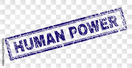 HUMAN POWER stamp seal watermark with rubber print style and double framed rectangle shape. Stamp is placed on a transparent background.