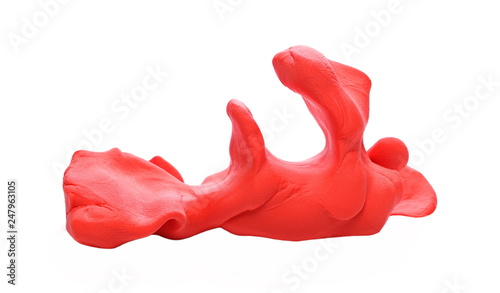 Red foamy modelling paste isolated on white background