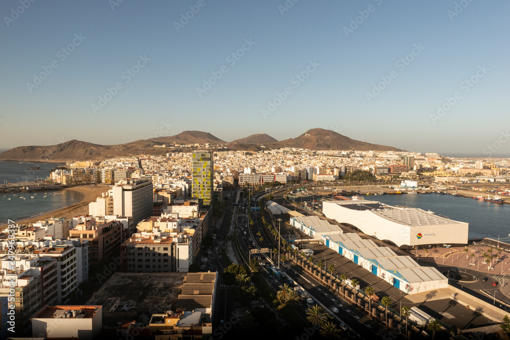 Vista panorámica aerea de la zona del puerto de Las Palmas de Gran Canaria
