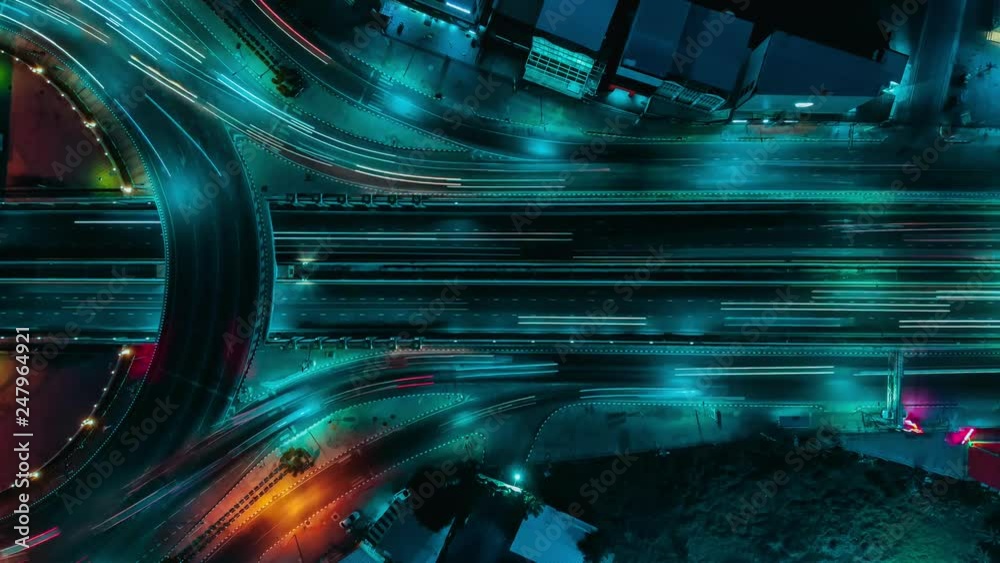 Time lapse Expressway top view, Road traffic an important infrastructure in Thailand