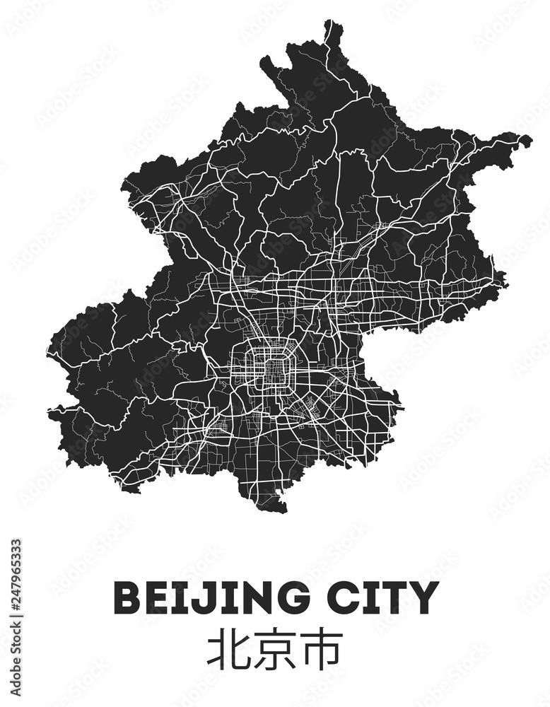 Area map of Beijing, China. Beijing city street map Area map of Beijing, China. Beijing city street map