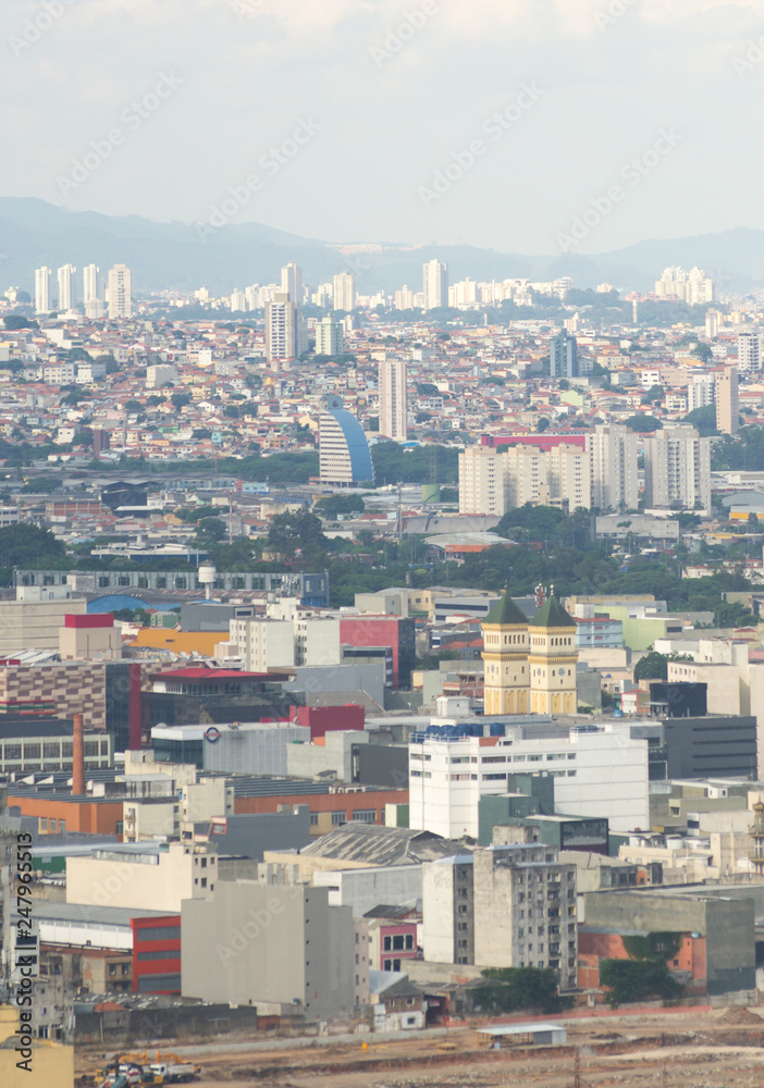 Aerial view of the huge city of Sao Paulo in Brazil seen from one of the tallest buildings in downtown.