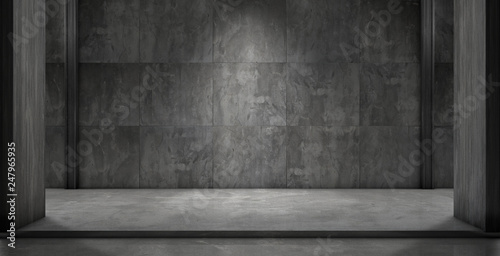 Gloomy Empty Concrete Wall Stage Floor Dark Pedestal Room