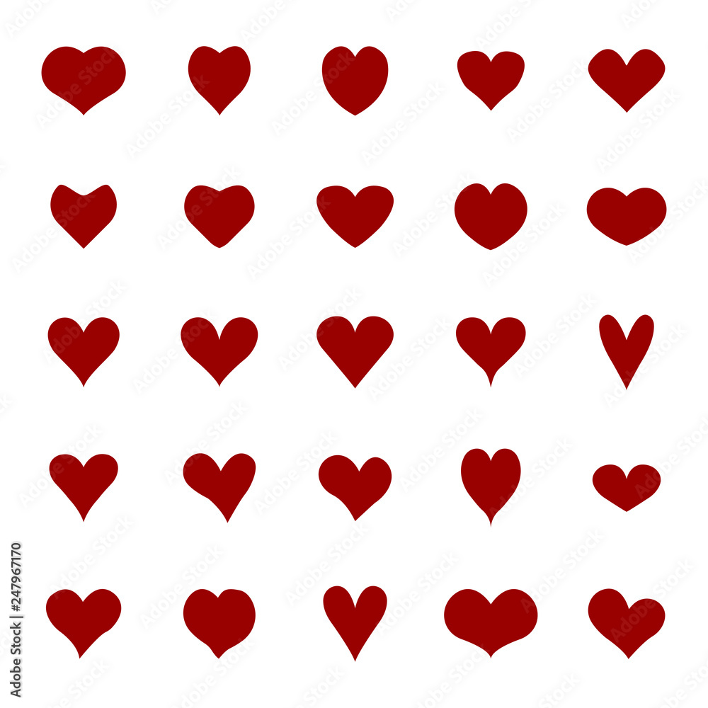 hearts icons set. Vector illustration