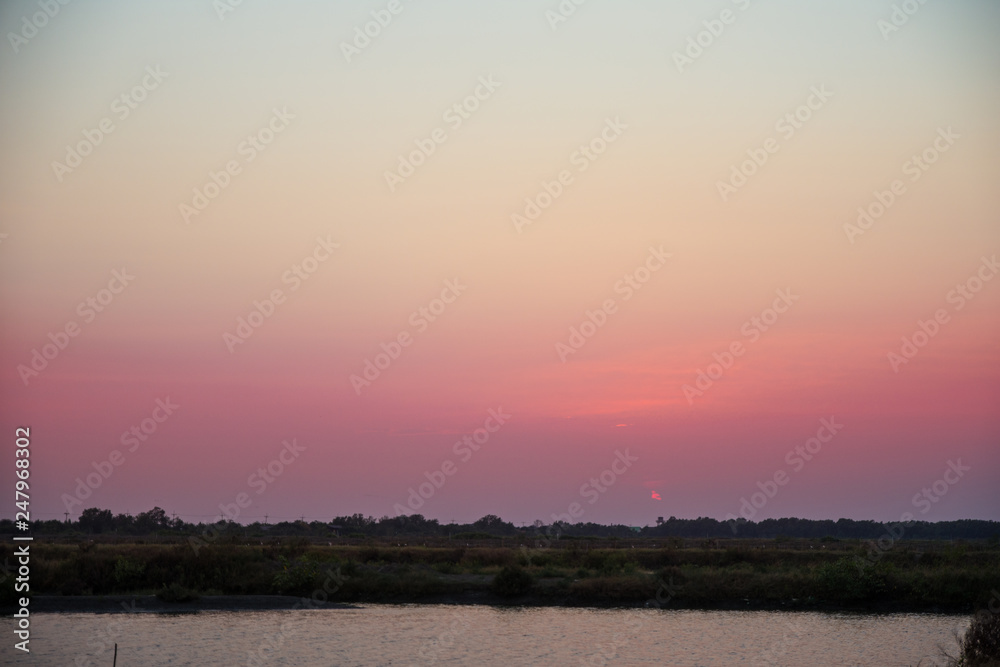 Sky sunset on evening nature background