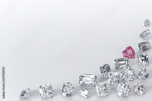 Variously cut diamonds scat...