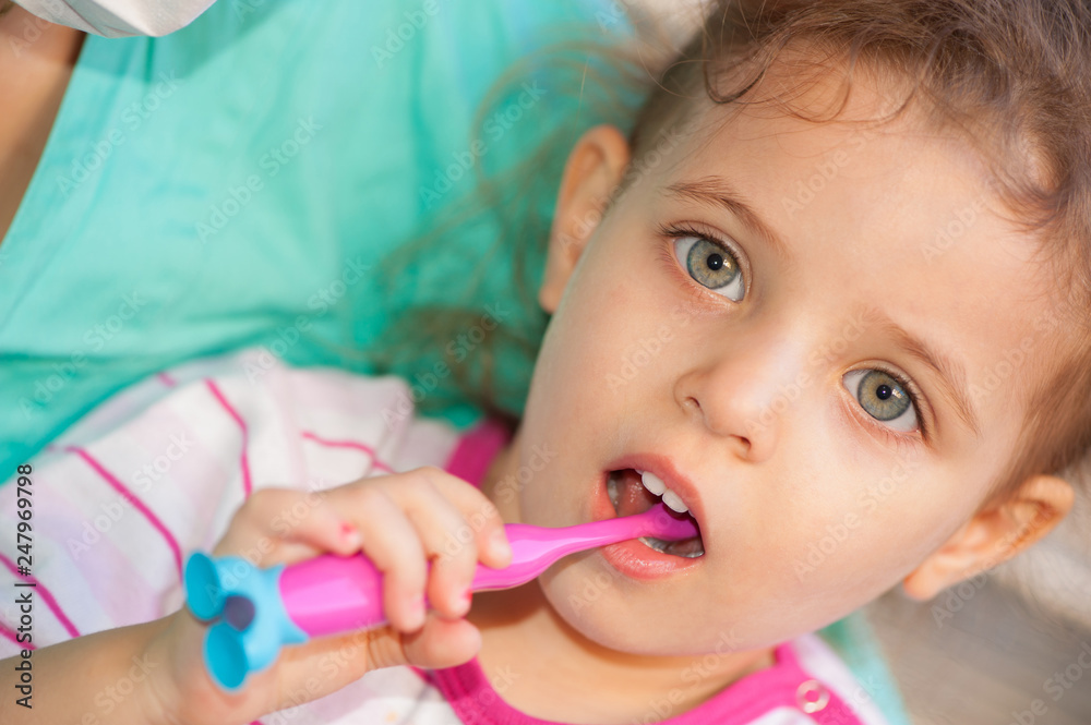 Little girl brushing teeth Little girl brushing teeth