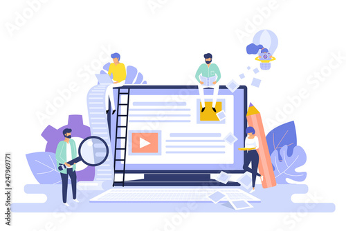 Blogging and copywriting concept. Content management. Seo blog web background vector illustration
