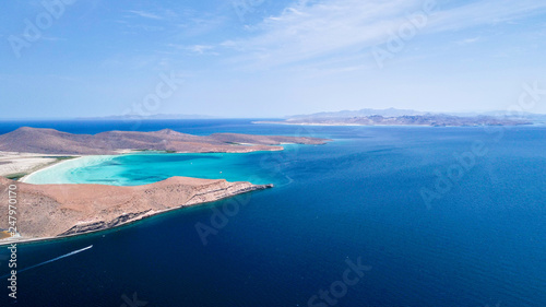 Fototapeta Naklejka Na Ścianę i Meble -  Aerial panoramics from Espiritu Santo Island, Baja California Sur, Mexico.