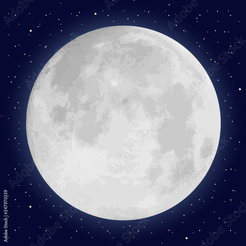 Realistic full moon and stars