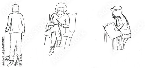 Illustration of different poses of people