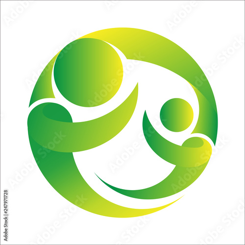 people logo, family , kid and parent in circle