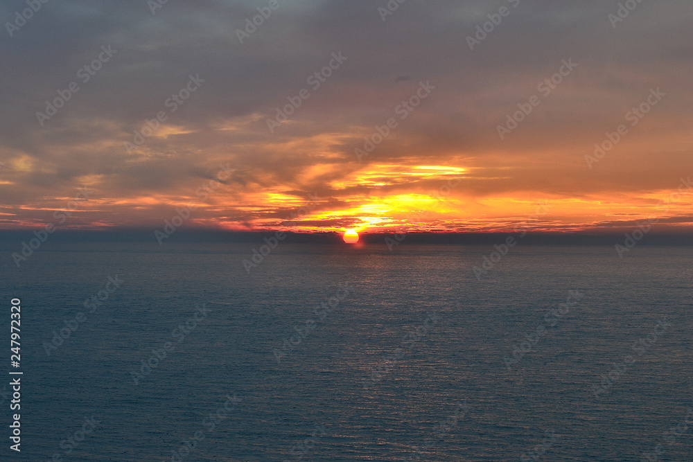 coucher de soleil à l'ouest, Cap Blanc Nez, Côte d'Opale, Pas de Calais, Nord, France