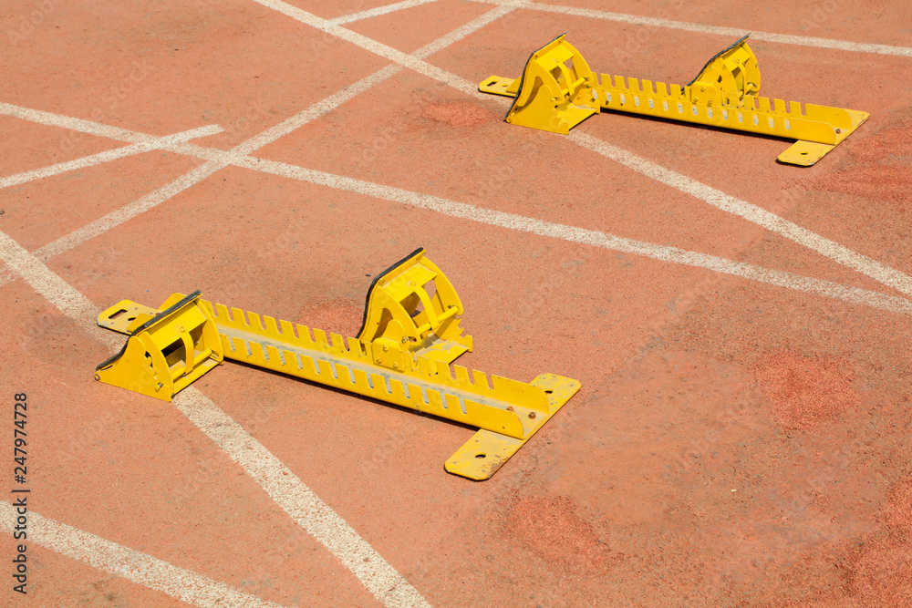 Starting blocks in the plastic