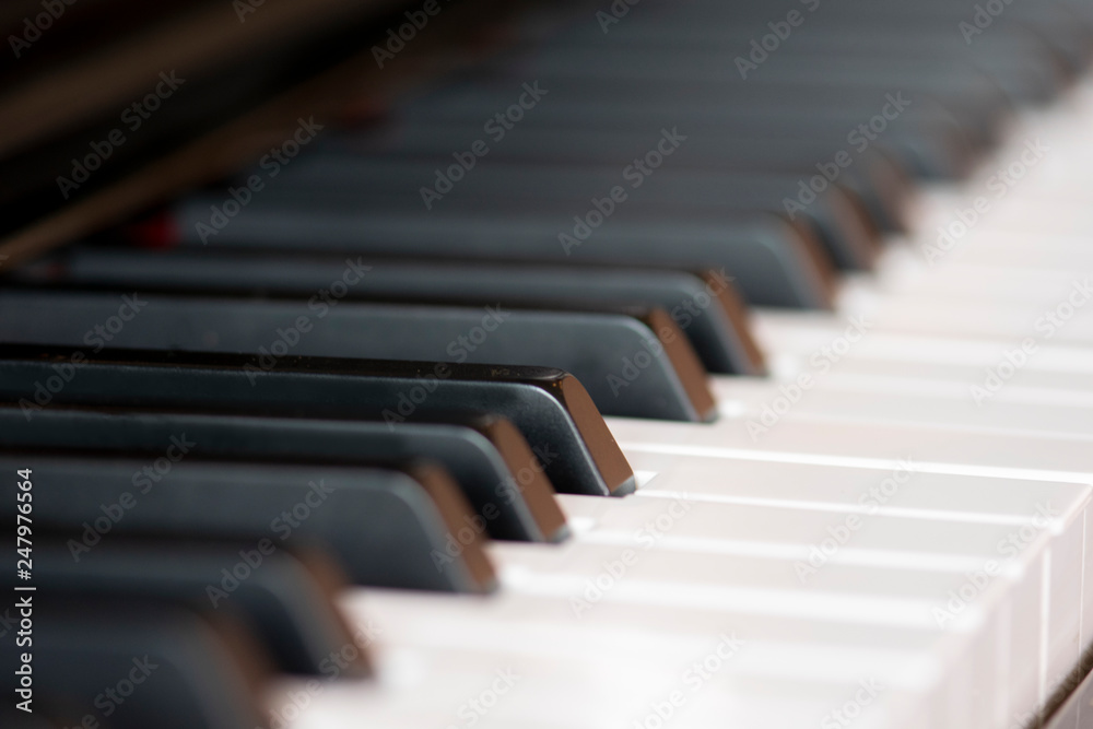 close-up of piano keys. close frontal view background