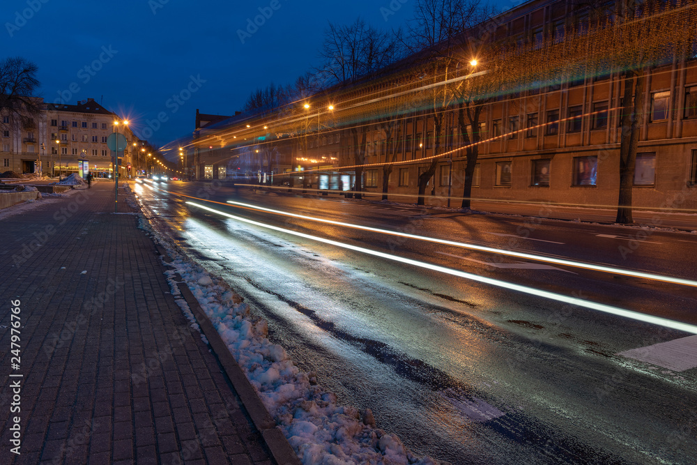 Klaipeda city, Lithuania in winter evening. Klaipeda city, Lithuania in winter evening.