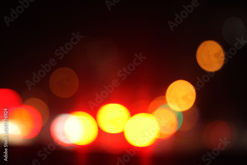 Bokeh balls of city lights at night