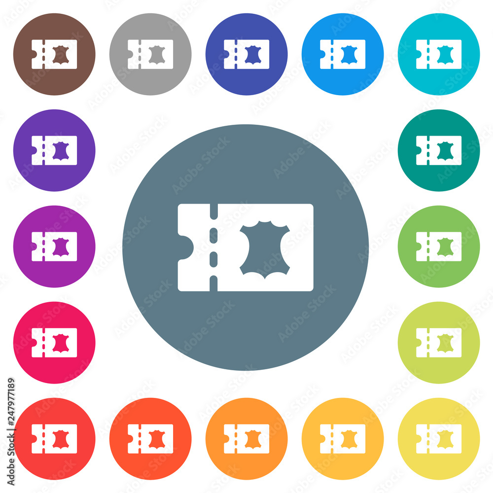 Leather goods discount coupon flat white icons on round color backgrounds Leather goods discount coupon flat white icons on round color backgrounds