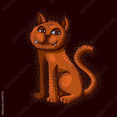 Cute cartoon doodle red cat...