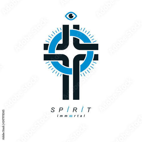 Christian Cross vector symbol, Christianity God religion icon.