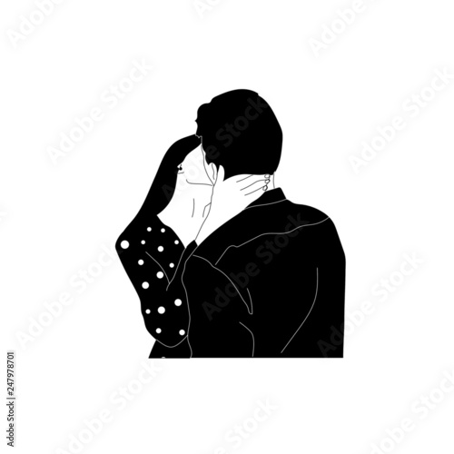 A couple of a woman and man. Love, relationship, romantic. Hand drawn vector illustration. 