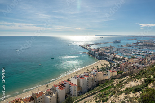 Summer view of a spanish city port and sea