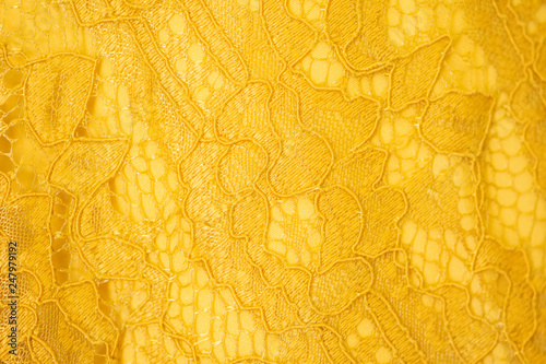 Lace fabric background, yellow lace fabric