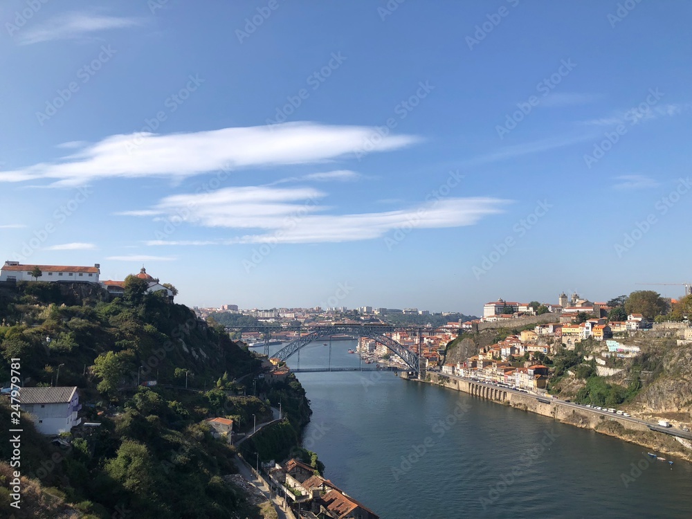 Porto, Portugal by the river. View from one of the bridges. 