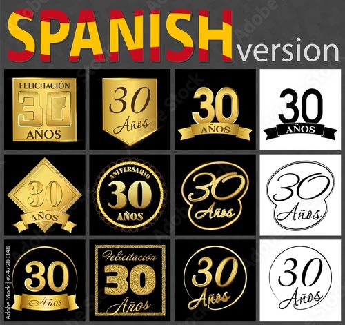 Spanish set of number 30 templates