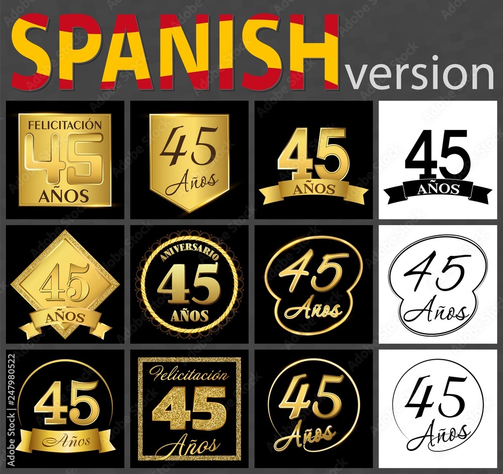 Spanish set of number 45 templates