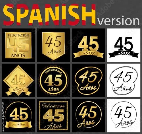 Spanish set of number 45 templates