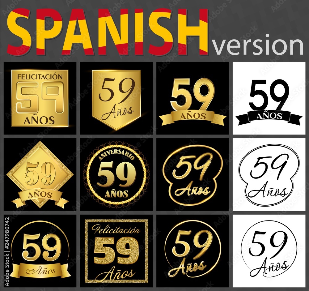 Spanish set of number 59 templates