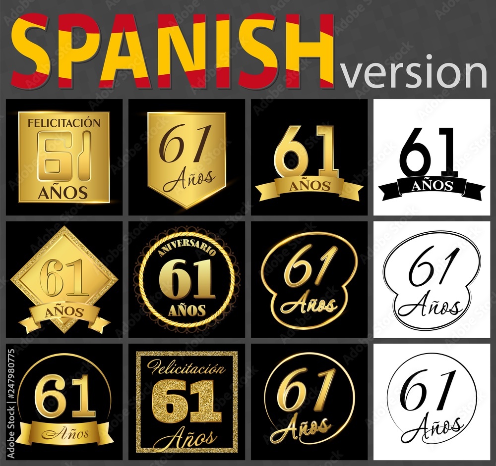 Spanish set of number 61 templates