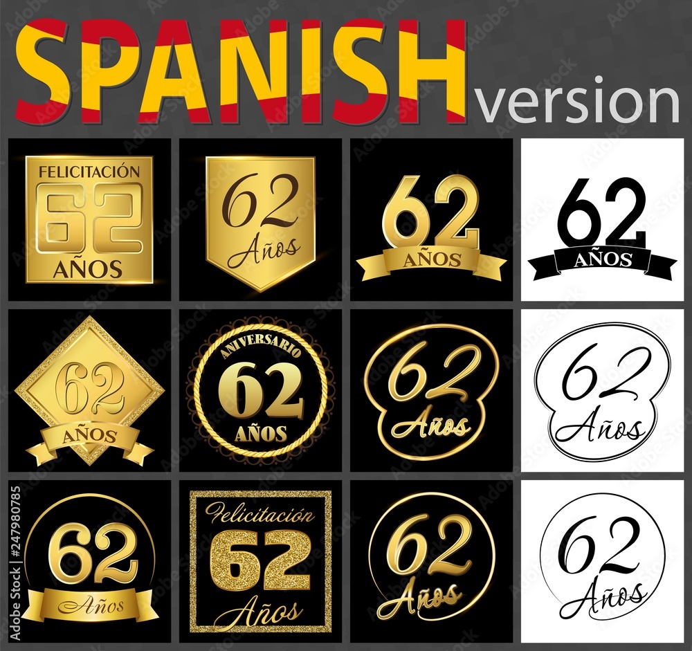 Spanish set of number 62 templates