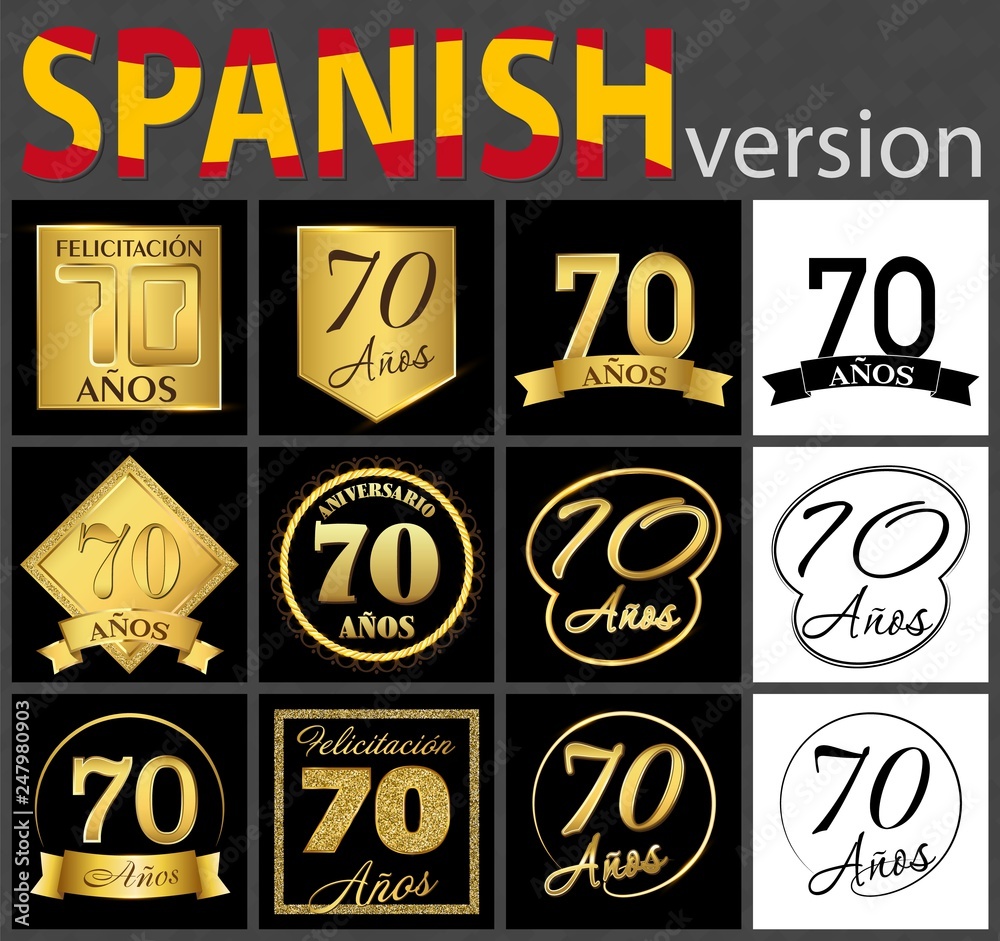 Spanish set of number 70 templates