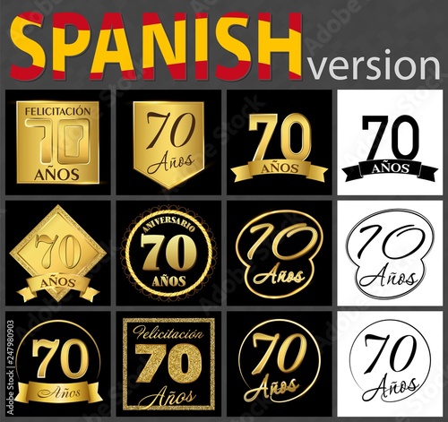 Spanish set of number 70 templates