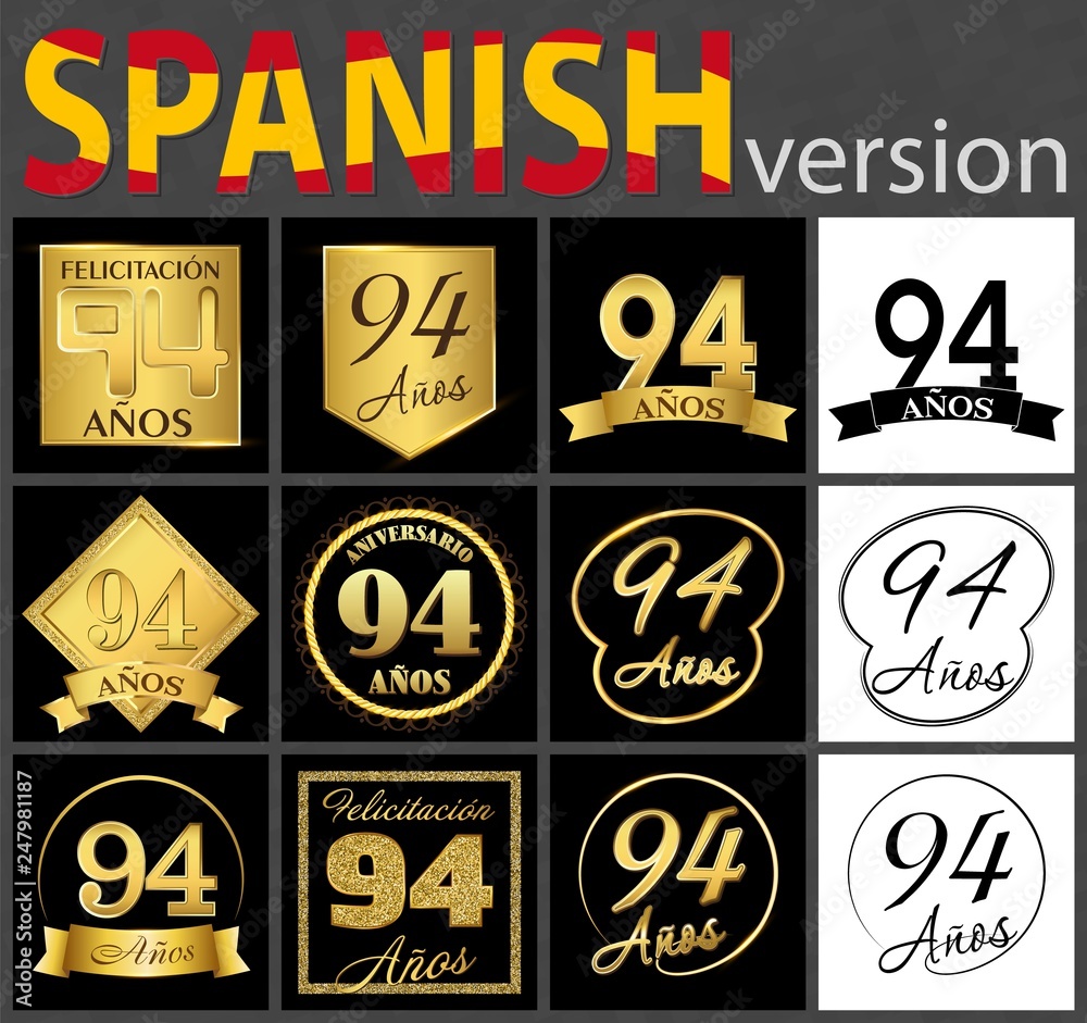 Spanish set of number 94 templates