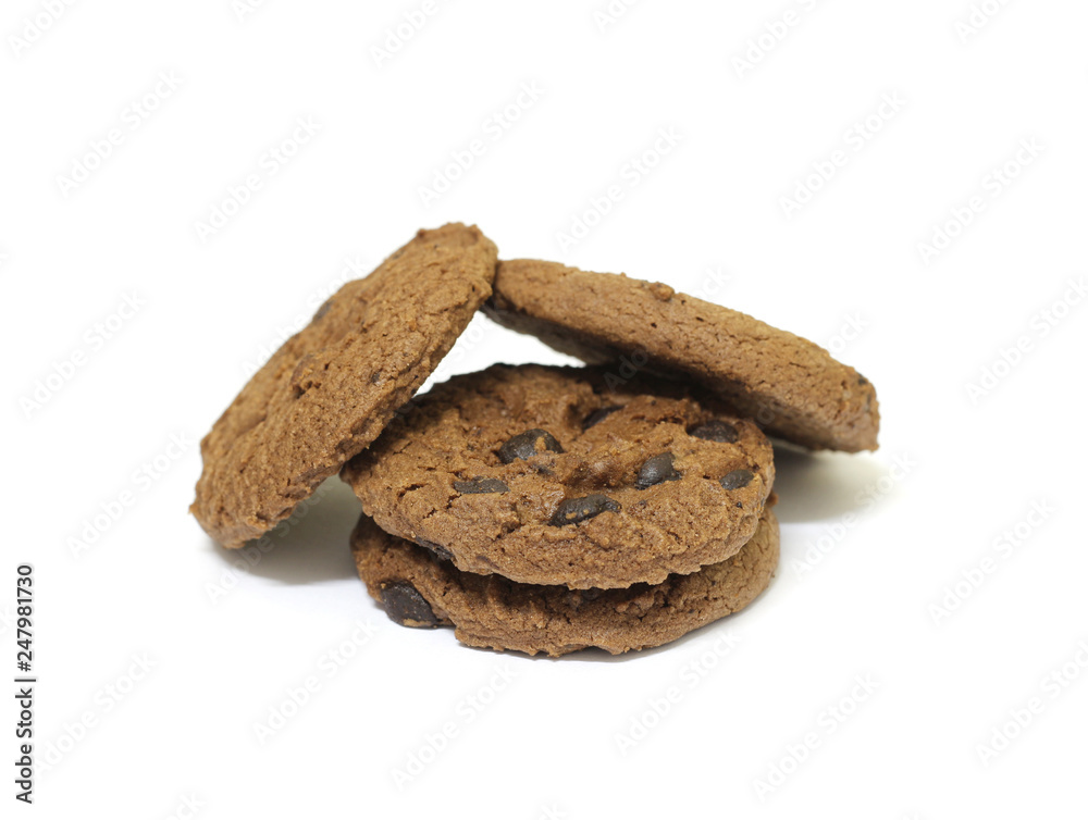 Chocolate chip cookies on white background Chocolate chip cookies on white background