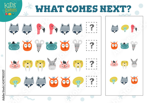 What comes next kids educational game vector illustration