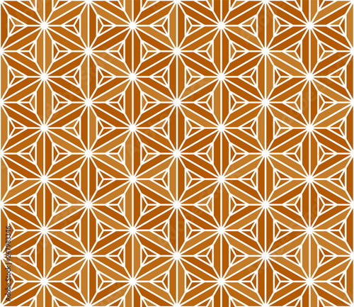 Seamless japanese pattern.Simulation of marquetry technique .Shades of orange photo