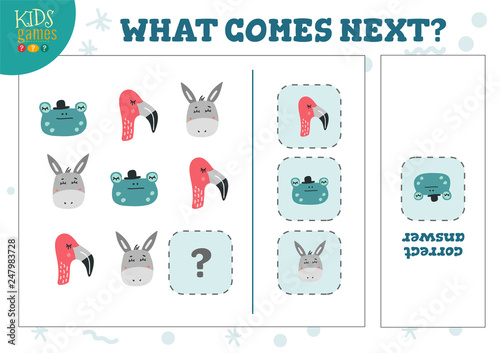 What comes next kids educational game vector illustration