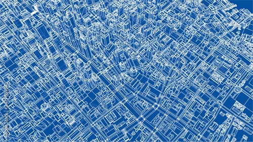 Wire-frame City, Blueprint Style