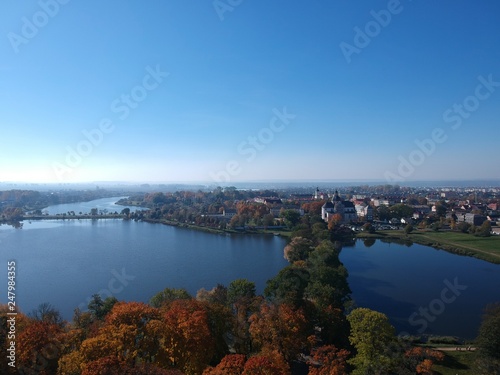 Aerial photo of the park in Nyasvizh, Belarus