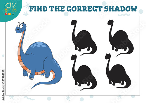 Find the correct shadow for cute dinosaur educational preschool kids game