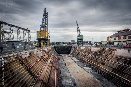 Dry Dock ship repair and cranes