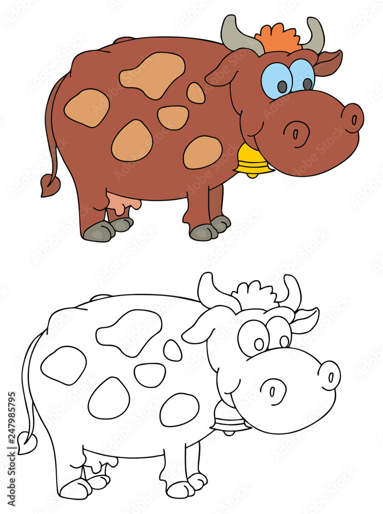 Fototapeta premium coloring pages for childrens with funny animals,cow