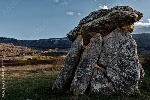 dolmen in salvatierra at sunset photo