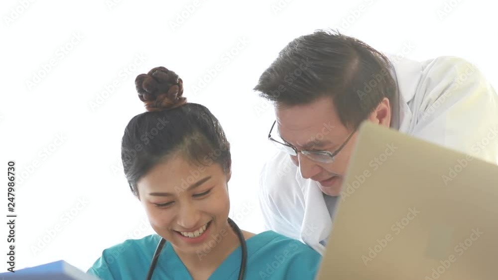 Medical professionals conversation doctor about patient. Medical professionals conversation doctor about patient.